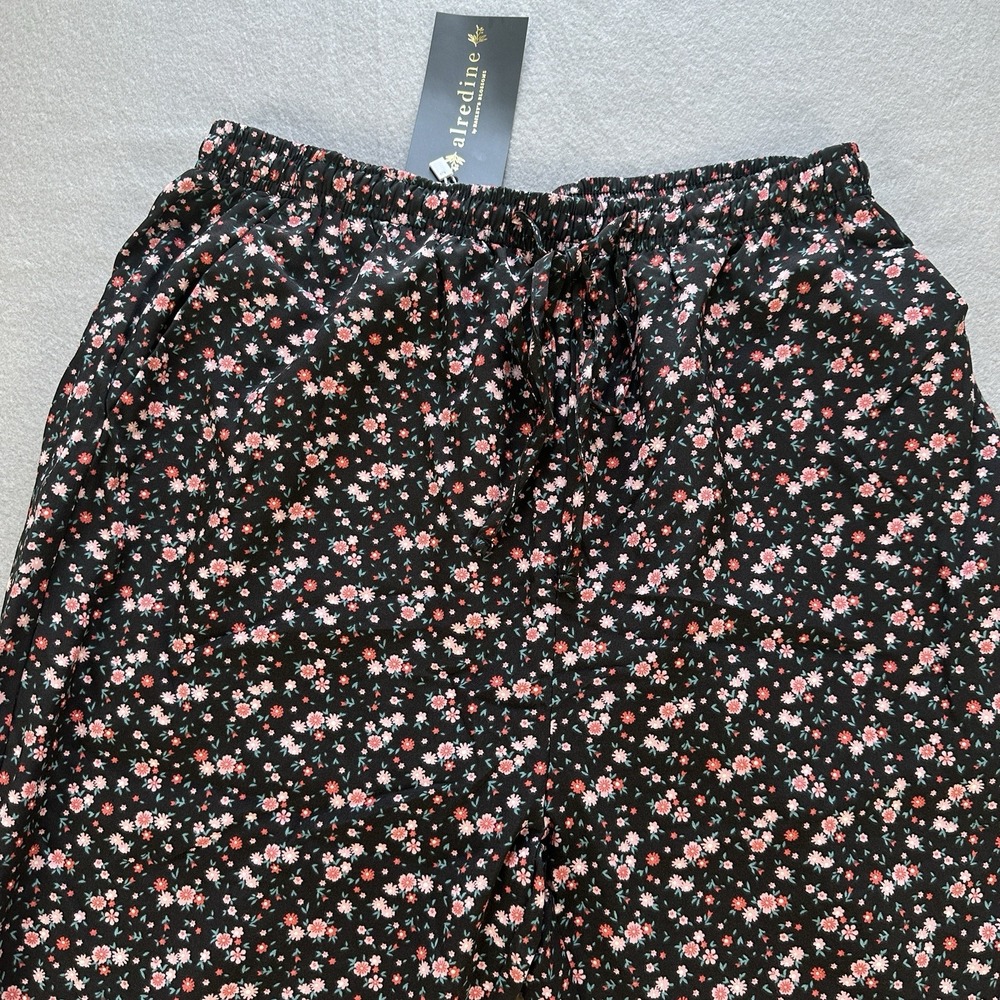 Floral Print Wide Leg Pants Ankle Cuff Or Pj's Women's Size Medium NEW - Picture 4 of 11